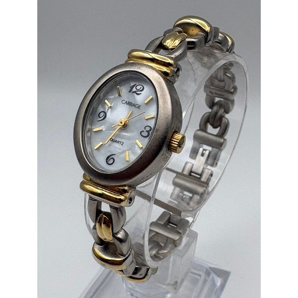Vintage Carriage by Timex Women's Two-Tone Oval Watch - Mother of Pearl Dial